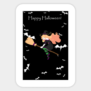 "Happy Halloween" Strawberry Blonde Witch Sticker